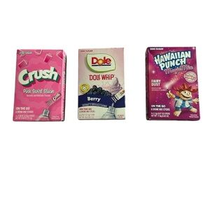 Set of Three Water Enhancer Powders Hawaiian Punch, Dole, Crush